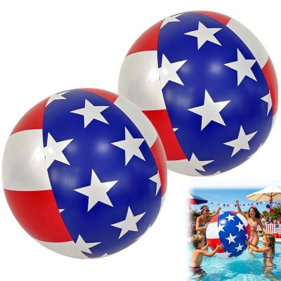 2 Pack Patriotic Beach Balls 23.6 Inch Inflatable Ball Filled with Stars Confetti 4th of July Summer Inflatable Swimming Pool Party Supply