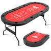 BEHOO 8 Player Folding Poker Tables, Texas Holdem Table with Padded Rails & Cup Holders, Foldable Casino Poker Table, Oval Blackjack Tables Foldable Leisure (Red) view 1