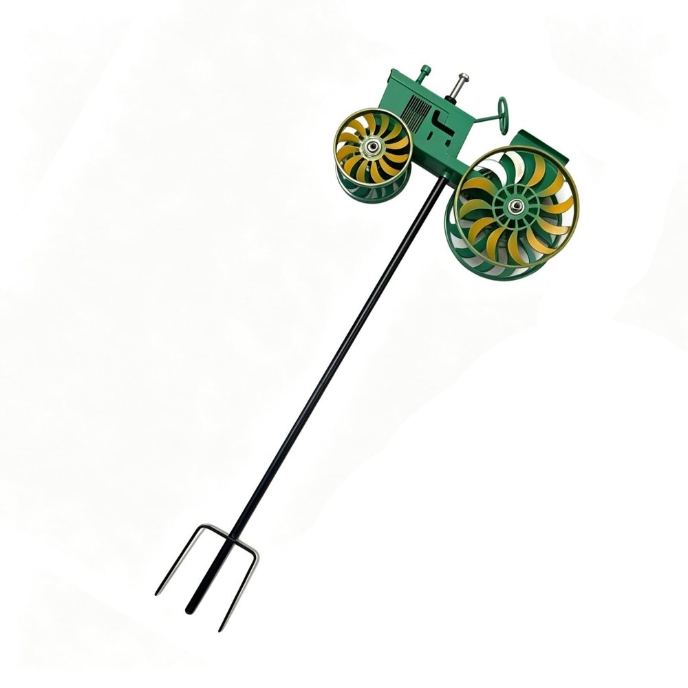 Wind Spinner for Garden and Yard Green Tractor Design for Garden Decor, Flower Pots, Yards, Deterrents for Outside to Scare Birds Away Keep Birds Away
