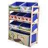 Aqur2020 Toy Storage Cabinet 8 Removable Collapsible Fabric Bins 4 Layer Kids Toy Organizer with Space Saving Design for Childrens Bedroom Playroom view 2