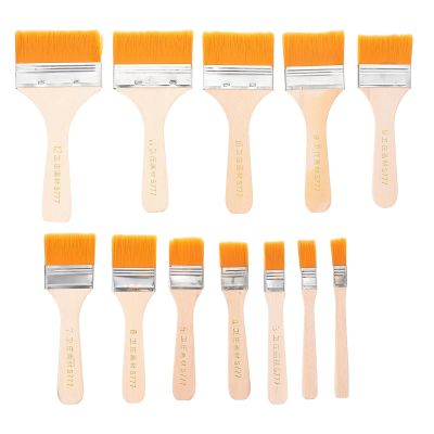 Abaodam 12pcs Nylon Paint Brushes Set and Students, Flat Round Oil Painting Brushes with Wooden Handles, Suitable for Watercolor, DIY Craft, and Art Painting Supplies