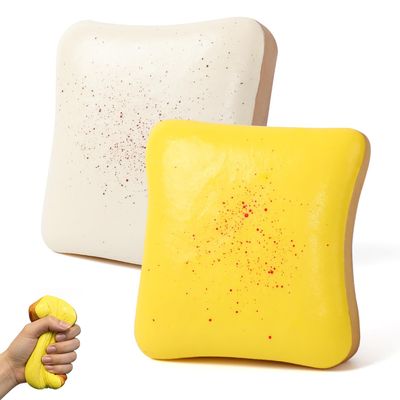 2Pcs Bread Butter Squishy, Sticky Butter Bread Squishy Fidget, Slow Rising Squishys for Adults Party Favor Gift(Yellow+White)