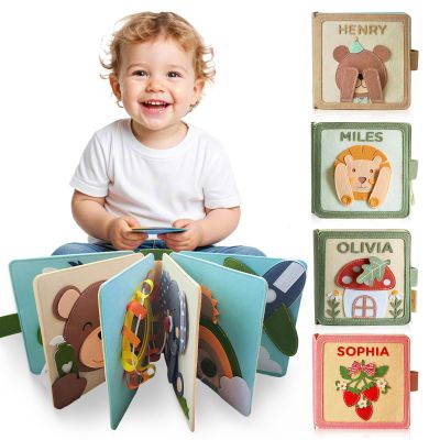 Phexilo Personalized Montessori Felt Busy Book, Toddlers Quiet Book with Name, Preschool Early Learning Educational Book for Kids Age 2 3 4 5 6 Years, Kids Gifts for Birthday, Easter, Thanksgiving