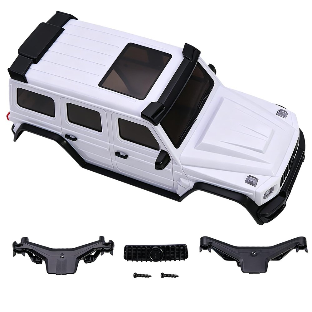 AXIAL SCX30 Plastic Painted Unpainted Body Kit Shell Cover with Light Bucket Mount Spare Tire Mount for 1/30 RC Crawler Replace DIY Upgrade (Unpainted White)