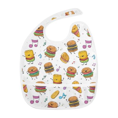 foixnub Baby Bibs for Boys Girls Music Notes Funny Hamburgers Newborn Drooling Bibs for Feeding Teething 2pack