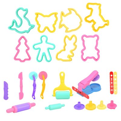 Ameble 30Pcs/Set Playdough Accessories Kids Playdough Tools with Shape Molds Roller & Extruder for Creative Fun