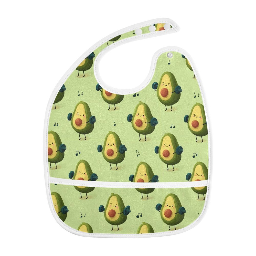 foixnub Baby Bibs for Boys Girls Music Dance Dumbbells Green Avocados Newborn Drooling Bibs for Feeding Teething 5pack