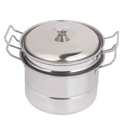 NOENNULL Mini Stainless Steel Pretend Steamer Pot Kitchen Toy for Children Cooking Play House Toy