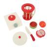 Hamwesh Wooden Smoothie Blender Toy, Safe Beechwood Kitchen Operations Multifunctional Play Set Wooden Blender Toys, Fruit Juicer Maker Toys with Cup Cutter and Fruit for view 2