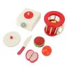 Hamwesh Wooden Smoothie Blender Toy, Safe Beechwood Kitchen Operations Multifunctional Play Set Wooden Blender Toys, Fruit Juicer Maker Toys with Cup Cutter and Fruit for view 4