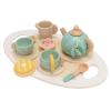 Focket Wooden Tea Set for Little Girls, Pine Wood Toddler Tea Set, Kids with Rich Accessories Including Teapot Cups Trays for Kids Over 36 Months view 3