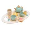 Focket Wooden Tea Set for Little Girls, Pine Wood Toddler Tea Set, Kids with Rich Accessories Including Teapot Cups Trays for Kids Over 36 Months view 4