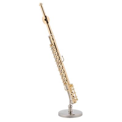 Aqur2020 Miniature Flute Model Brass Gold Plated Replica with Stand and Wooden Gift Case for Christmas Birthday Gift Kids Musician Friends