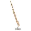 Aqur2020 Miniature Flute Model Brass Gold Plated Replica with Stand and Wooden Gift Case for Christmas Birthday Gift Kids Musician Friends view 1