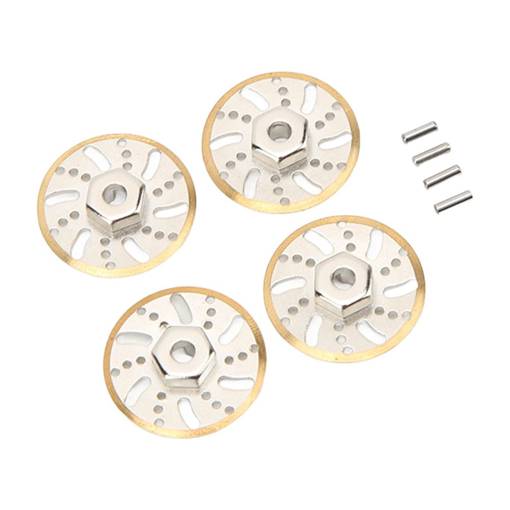 Alomejor 4pcs RC Counter Weight Brake Disc, Brass Wheel Weights Hex Adapter with Precise Size Control for Axial SCX24 C10 1/24 RC Car