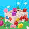 Bewinner Multifunctional Wooden Trolley Toy | Shape Sorter Box with 15 Holes & Pull String for Babies 03 Years view 1