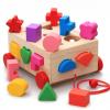 Bewinner Multifunctional Wooden Trolley Toy | Shape Sorter Box with 15 Holes & Pull String for Babies 03 Years view 4