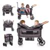 Wagon Stroller for 2 Kids Double Stroller with Removable Canopy & 5-Point Harness, Large Storage Basket & Snack Tray, All-Terrain Push Wagon (Grey) view 1