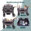 Wagon Stroller for 2 Kids Double Stroller with Removable Canopy & 5-Point Harness, Large Storage Basket & Snack Tray, All-Terrain Push Wagon (Grey) view 2