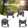 Wagon Stroller for 2 Kids Double Stroller with Removable Canopy & 5-Point Harness, Large Storage Basket & Snack Tray, All-Terrain Push Wagon (Grey) view 4