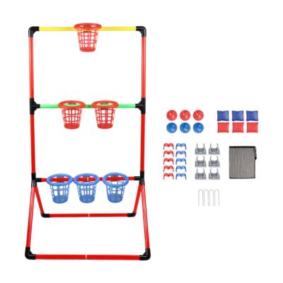 Bean Bag Toss Game Set with Basket & Frame, 6 Bean Bags & Balls, Outdoor Backyard Lawn Party Game for Kids Adults