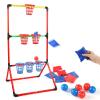 Bean Bag Toss Game Set with Basket & Frame, 6 Bean Bags & Balls, Outdoor Backyard Lawn Party Game for Kids Adults view 3