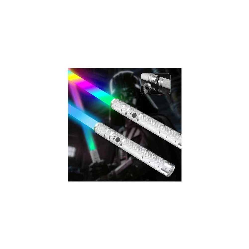 2PCS Light Up Swords Sabers,24.4inch Compact Size,Unique Rainbow Running Lights Effect,Light Up Toy with Durable Metal Handle,Suitable for Cosplay,Party Decoration, Birthday Gift for Teens and Adults