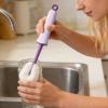 2-in-1 Long-Handle Bottle Brush Set, Multi-Functional Cup Lid Clean Brushes Straw Cleaner Tools, Self-Squeeze Bottle Brush with Sponge Head for Coffee Mugs, Sports Bottles (1, White) view 4