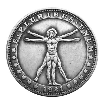 1921 Vitruvian Man [Da Vinci] Lucky Coin Pendant - US Liberty Eagle Novelty Hobo Morgan Necklaces Coin Funny Coin Ring Pendant Jewelry Bag