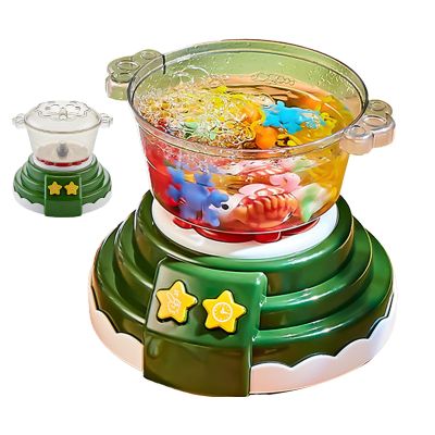Mingzhe Kids Hot Pot Maker Cooking Toys Interactive Kitchen Toy with Bubble Sound Light Simulation DIY Hot Pot Machine for Toddlers Girls Boys Plastic Brigh (Green)
