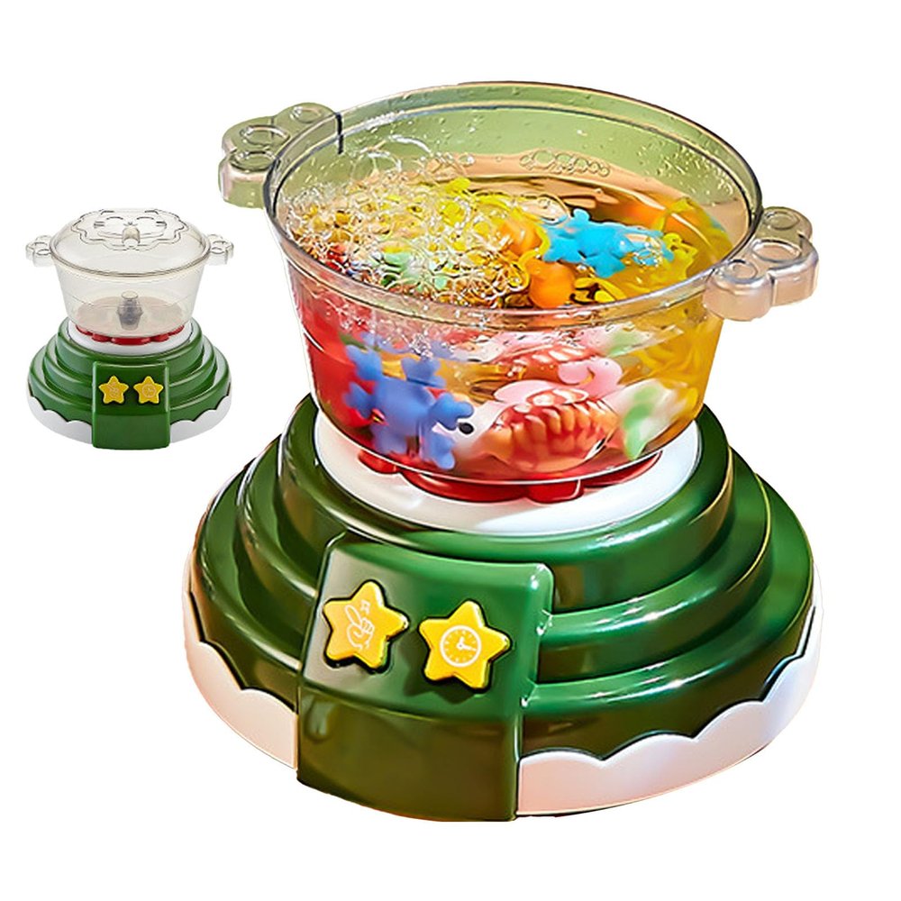 Mingzhe Kids Hot Pot Maker Cooking Toys Interactive Kitchen Toy with Bubble Sound Light Simulation DIY Hot Pot Machine for Toddlers Girls Boys Plastic Brigh (Green)
