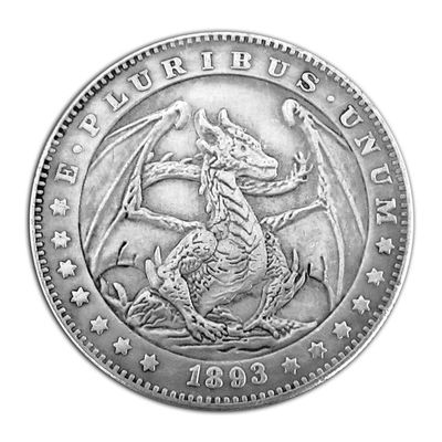 1893 Mighty Dragon Lucky Coin Pendant - US Liberty Eagle Novelty Hobo Morgan Necklaces Coin Funny Coin Ring Pendant Jewelry Bag