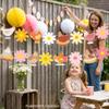 Pink Chicken Banner Pink Yellow Farm Animal Party Decor Chick Daisy Banner view 4