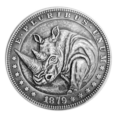 1879 Rhino Lucky Coin Pendant - US Liberty Eagle Novelty Hobo Morgan Necklaces Coin Funny Coin Ring Pendant Jewelry Bag