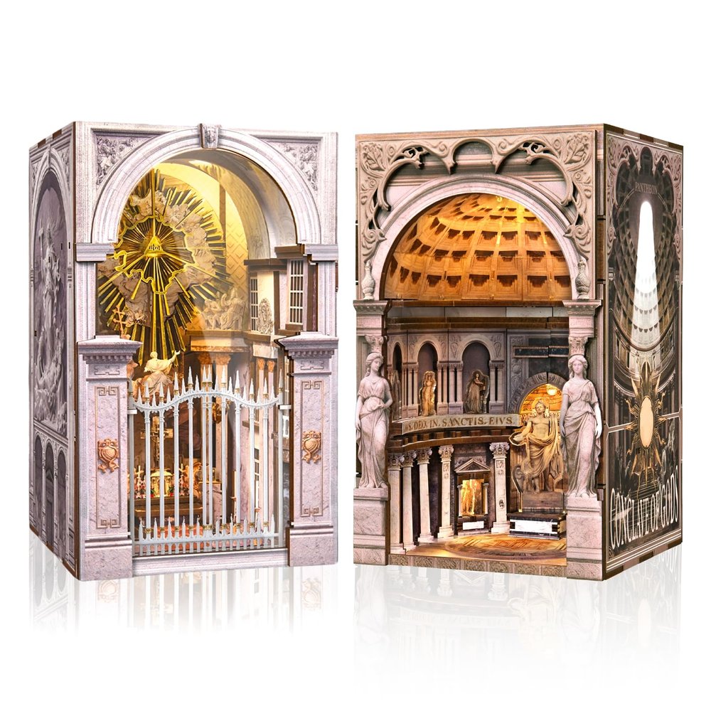 MiniCity 2-Piece Book Nook Kit Set, DIY 3D Wooden Puzzle for Beginner