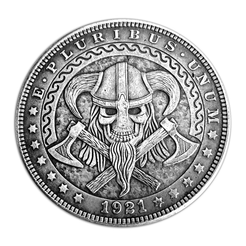 1921 Axe Skull Lucky Coin Pouch - US Novelty Hobo Morgan Coin Novelty Toy Funny Ring Pendant Jewelry Bag
