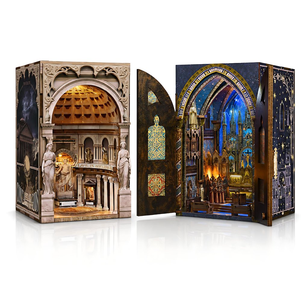 MiniCity 2-Piece Book Nook Kit Set, Pantheon and Notre-Dame Models with LED