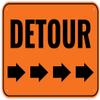 Detour Road Sign, Orange and Black, Right Arrow Direction, Traffic Construction Sign view 1
