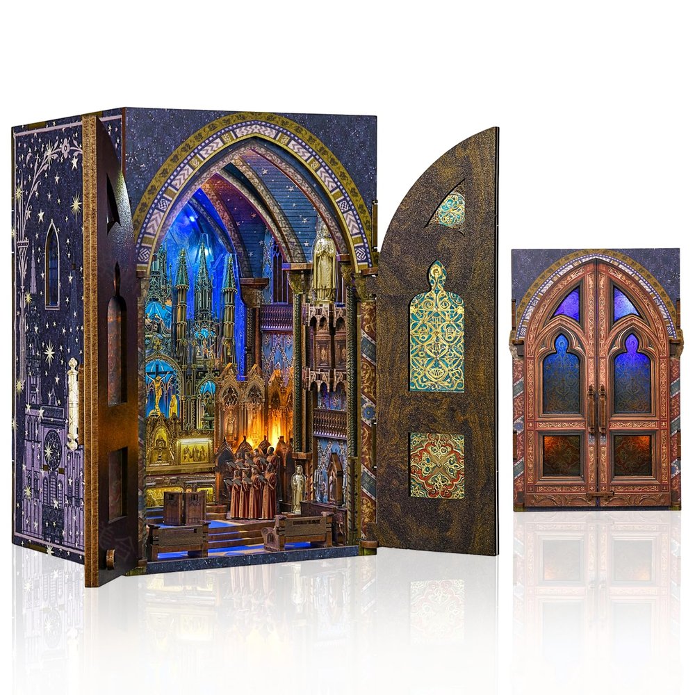 MiniCity Notre-Dame Basilica Book Nook Kit, DIY Miniature House for Adults