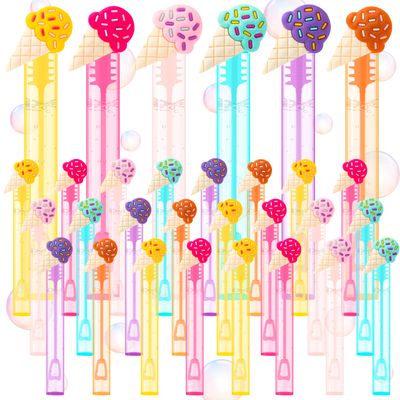 EYxsaxenk Ice Cream Bubbles Stick Party Favor - 24Pcs Sweet Summer 6 Color Mini Bubble Wand Bulk Colorful Bubbles Maker Toy for Birthday Gift Student Reward Camp Summer Holiday Beach Pool Party Favors