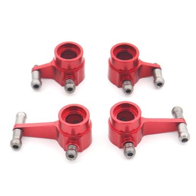 4Pcs Metal Front & Rear Steering Cup Compatible with 284131 K969 K979 K989 K999 P929 P939 1/28 RC Car Upgrade Parts(Red)