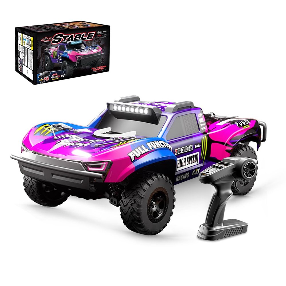 1/10 Scale 4WD High Speed RC Short Course Truck, 2.4GHz Full Proportional Off-Road Remote Control Car RTR, 85 km/h Hobby Grade Racing Vehicle with LED Lights, Independent Suspension, X Flash