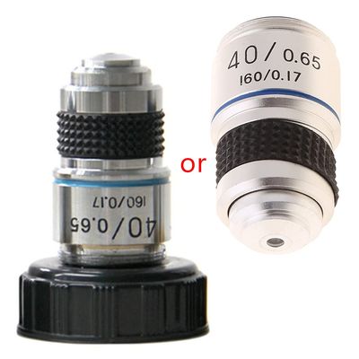 4pcs Achromatic Microscope Objective Lens Set 4X 10x 40x 100x Brass Rms Thread Biological Lab Objective for Compound Microscopes Educational and Clinical Use