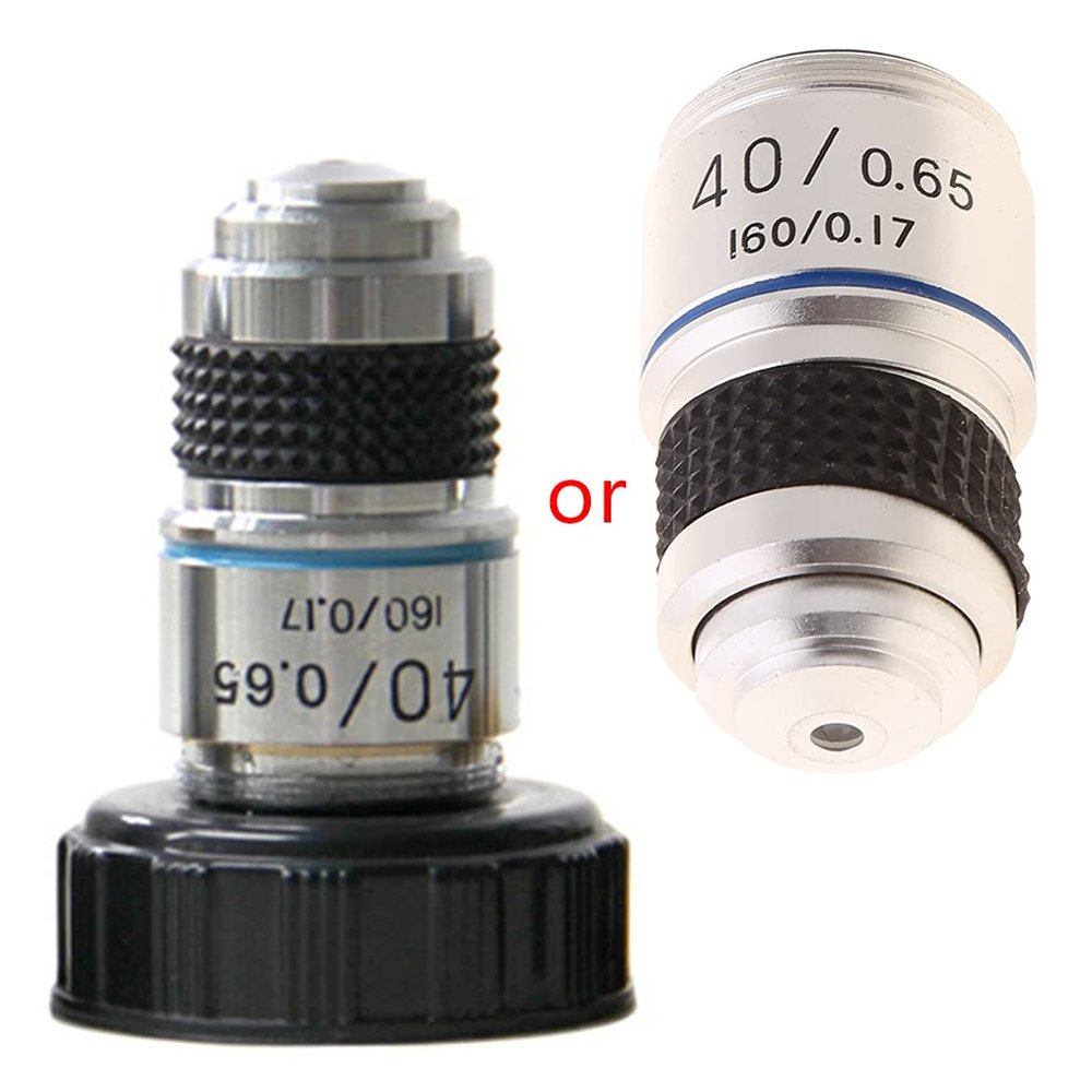 4pcs Achromatic Microscope Objective Lens Set 4X 10x 40x 100x Brass Rms Thread Biological Lab Objective for Compound Microscopes Educational and Clinical Use