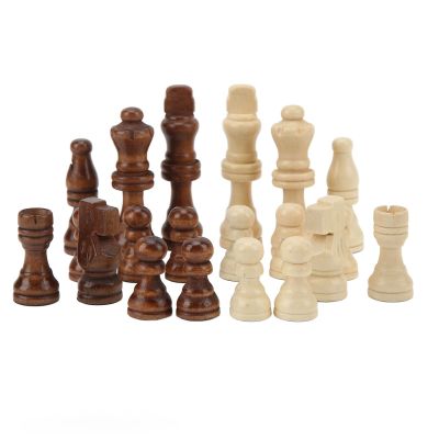 32Pcs Wooden Chess Pieces Only, Chess Pieces 2.76in King with Felt Replacement of Missing Piece for Professional Beginner Family Gatherings Picnic Camping