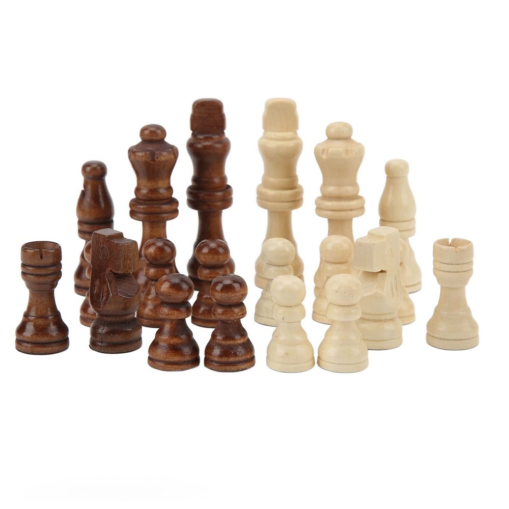 32Pcs Wooden Chess Pieces Only, Chess Pieces 2.76in King with Felt Replacement of Missing Piece for Professional Beginner Family Gatherings Picnic Camping
