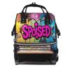 Moxquju Graffiti Lamp Urban Scene Print Large Capacity Mommy Backpack, Multifunctional Diaper Bag Travel Bag view 1