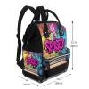 Moxquju Graffiti Lamp Urban Scene Print Large Capacity Mommy Backpack, Multifunctional Diaper Bag Travel Bag view 2