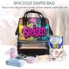 Moxquju Graffiti Lamp Urban Scene Print Large Capacity Mommy Backpack, Multifunctional Diaper Bag Travel Bag view 3