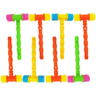 Ginwrek 8pcs Squeaky Hammer Toy, Fun Pounding Toys with Whistle Handle for Baby & Toddler, Colorful Kids Hammer for Motor Skills & Party Favors (Random Color)